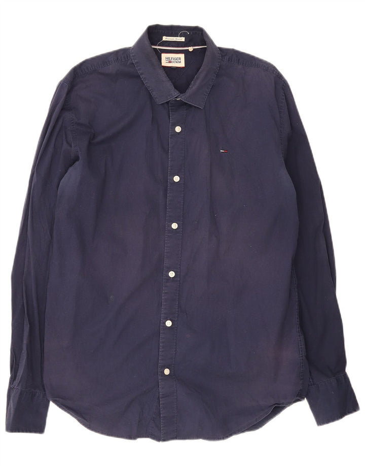 Tommy Hilfiger Mens Shirt XL Navy Blue Cotton