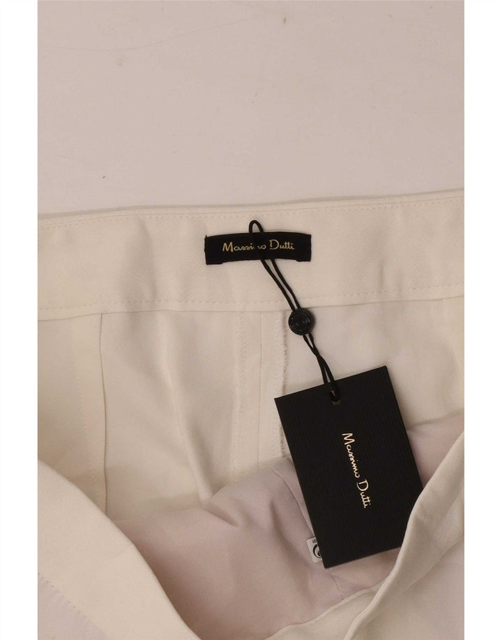 Massimo Dutti Womens Capri Trousers EU 42 Large W32 L23 White Viscose