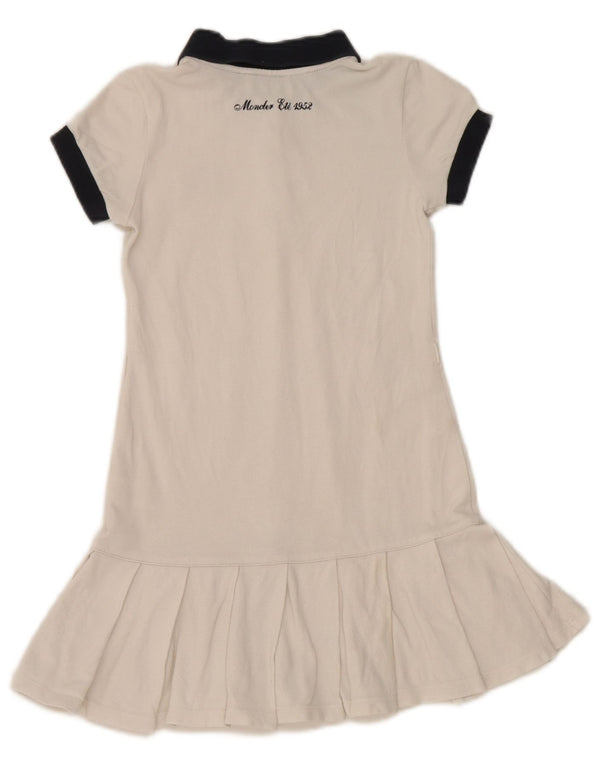 Moncler Girls Polo Dress 5-6 Years White Colourblock Cotton