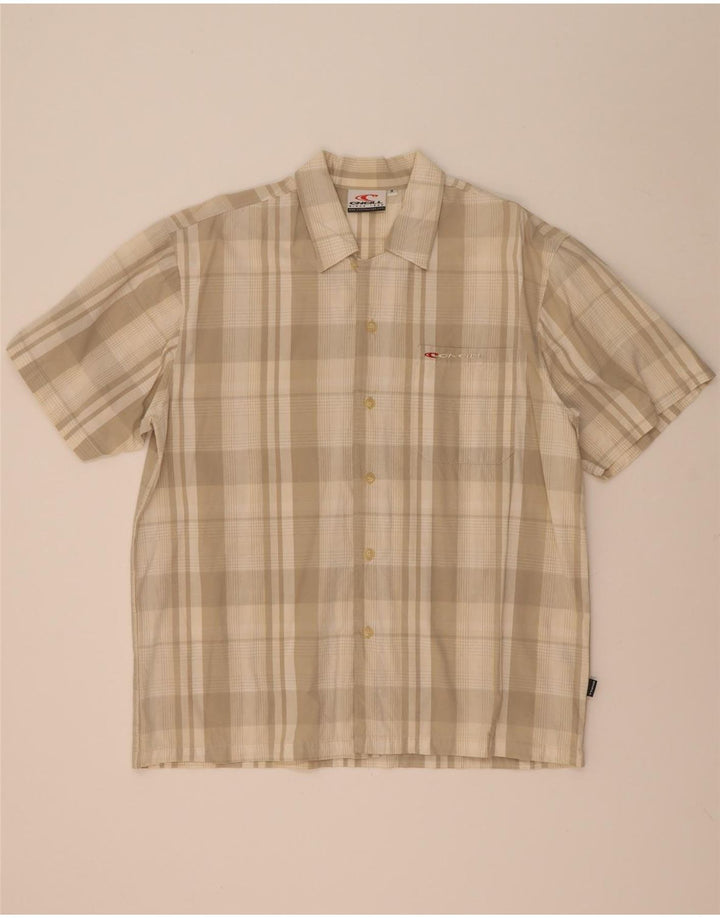O'Neill Mens Short Sleeve Shirt Medium Beige Check Cotton