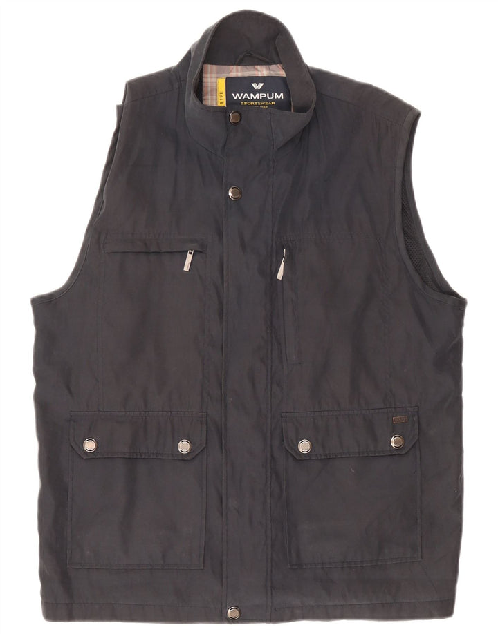 Wampum Mens Utility Gilet UK 42 XL Black Polyester