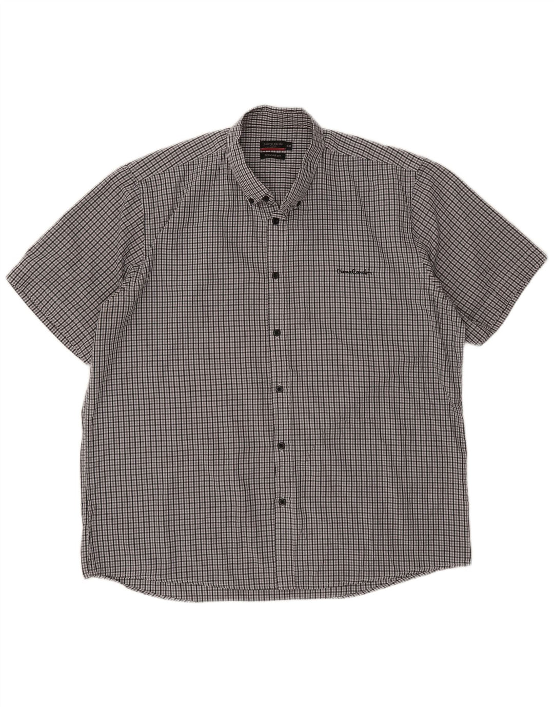 Pierre Cardin Mens Short Sleeve Regular Fit Shirt 3XL Grey Check Polyester