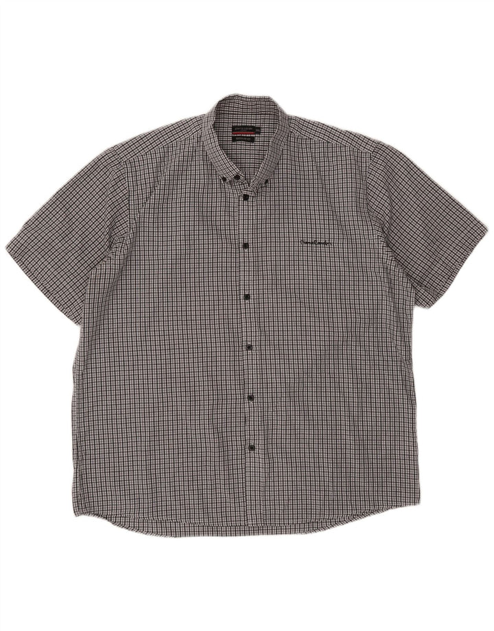 Pierre Cardin Mens Short Sleeve Regular Fit Shirt 3XL Grey Check Polyester