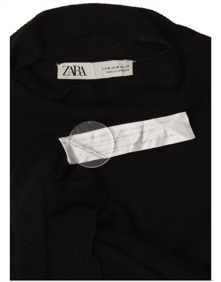 Zara Womens Turtle Neck Jumper Sweater UK 14 Medium Black Viscose