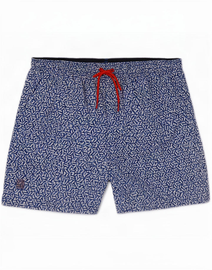Marks & Spencer Herren-Badeshorts, groß, blau, geometrisch, Polyester