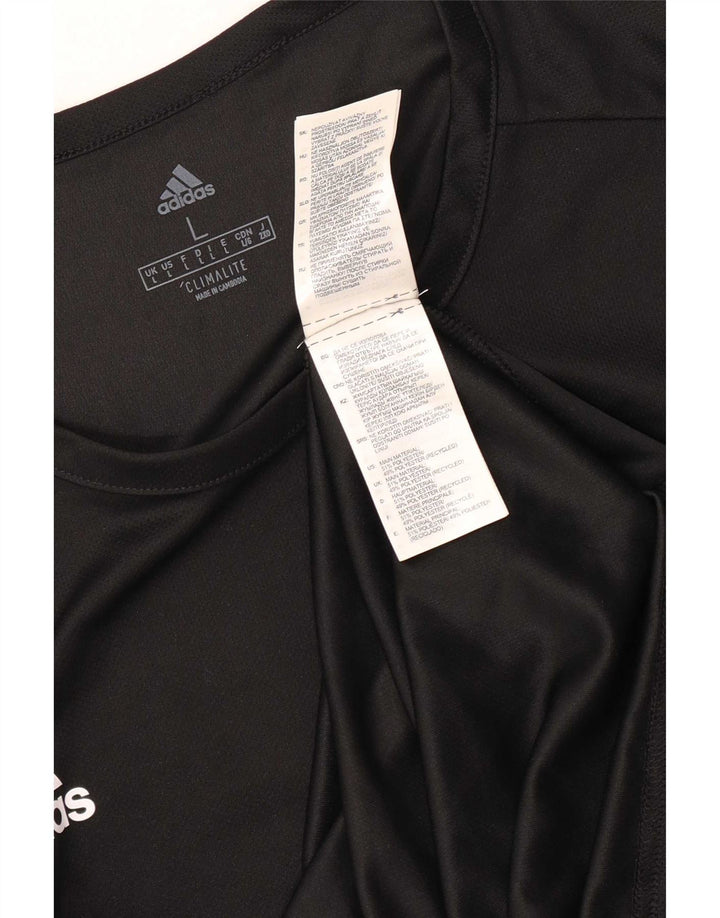 Adidas Herre Climalite Grafisk T-Shirt Top Stor Sort Colourblock Polyester