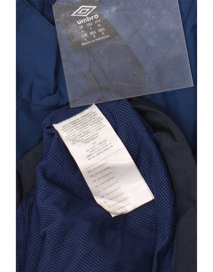 Umbro Mens Tracksuit Top Jacket Large Navy Blue Colourblock Polyester