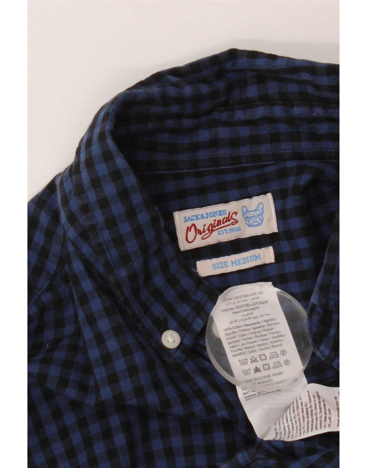 Jack & Jones Mens Shirt Medium Navy Blue Gingham Cotton