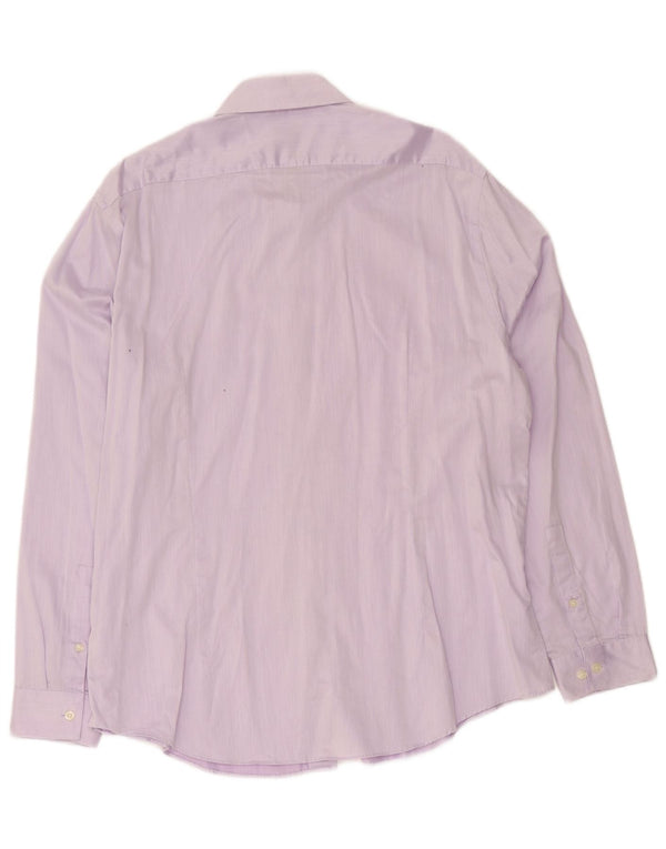 Męska koszula Calvin Klein Slim Fit, rozmiar 44 17 1/2 XL, fioletowa bawełniana w prążki