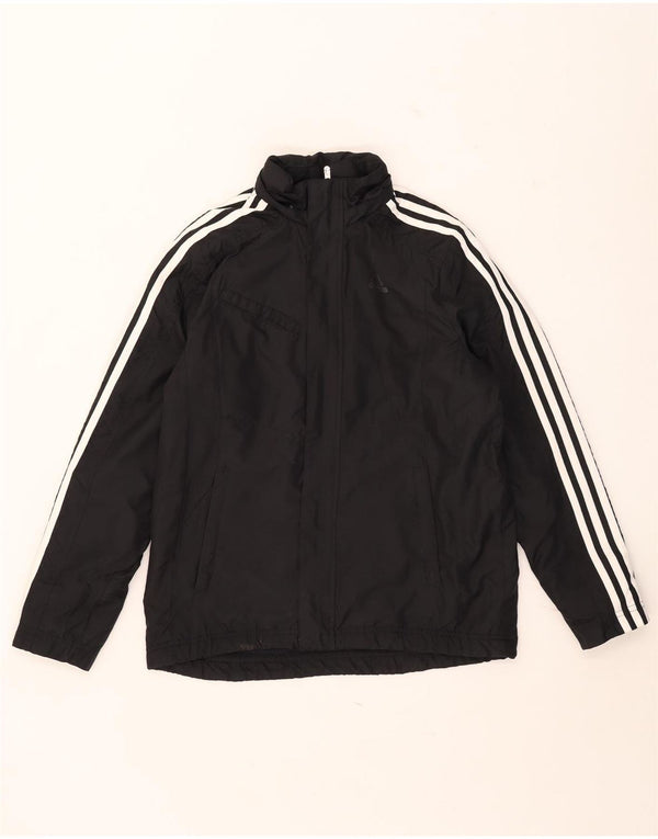 Adidas Boys Hooded Windbreaker Jacket 13-14 Years Black Polyester