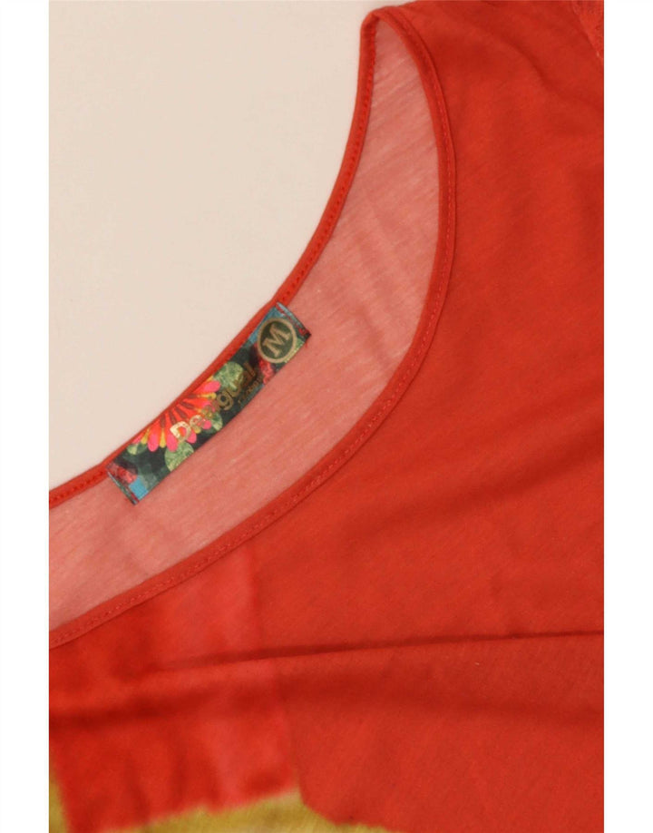 Desigual Womens Graphic T-Shirt Top UK 14 Medium Red Geometric