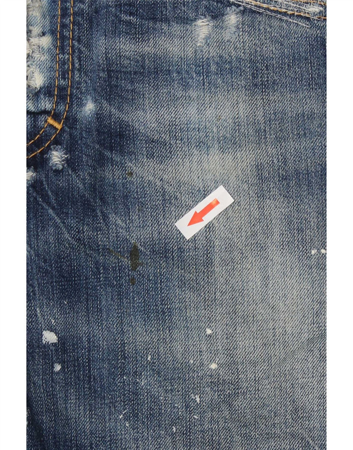 Dsquared2 Dame Distressed Slim Jeans IT 42 Medium W30 L27 Blue Spotted