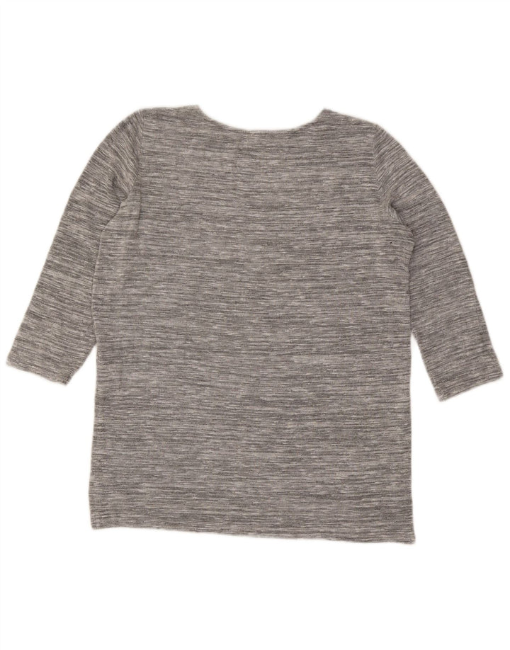 Marks & Spencer Womens Top 3/4 Sleeve UK 12 Medium Grey Flecked Viscose