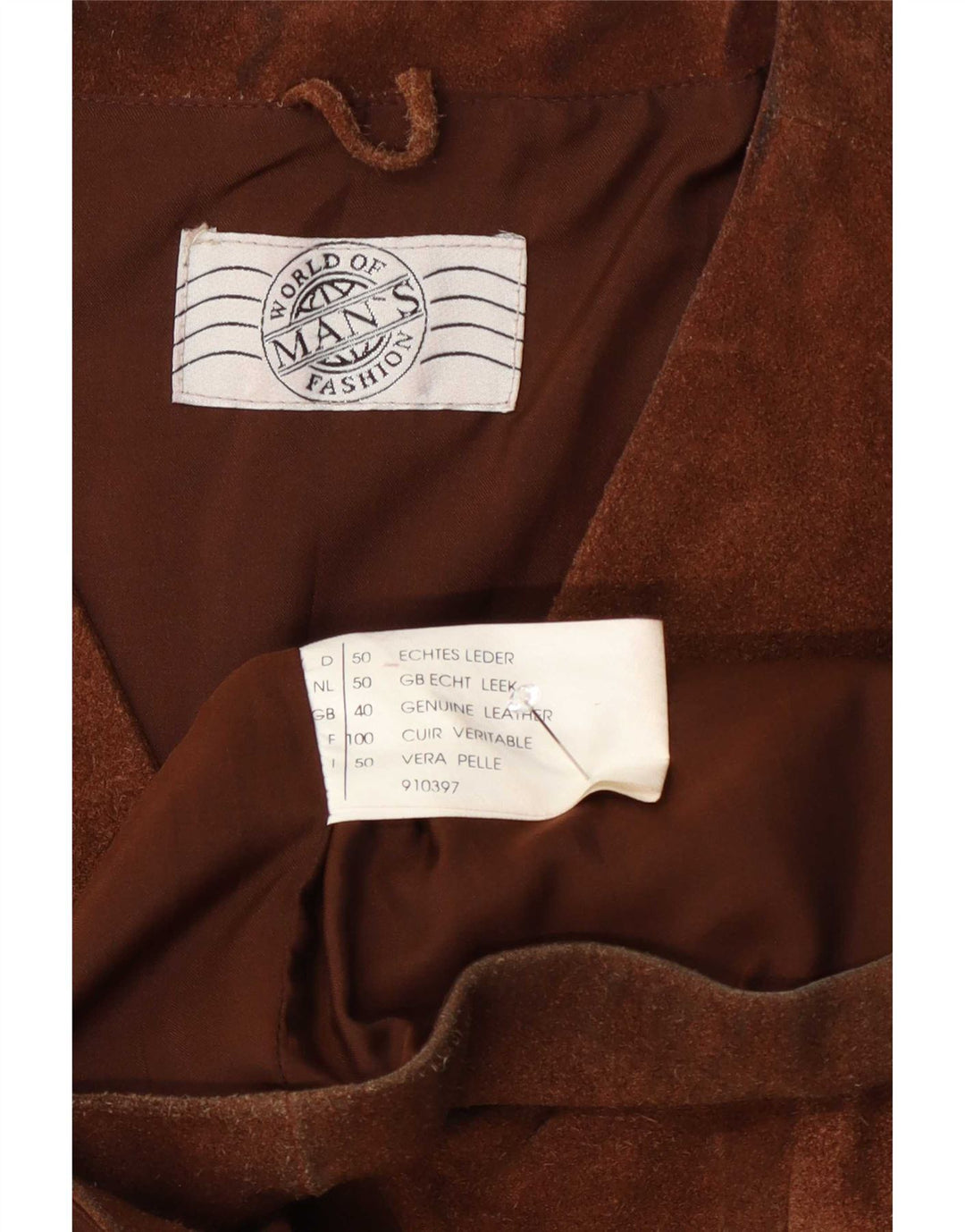 Vintage Mens Suede Waistcoat UK 40 Medium Brown Leather