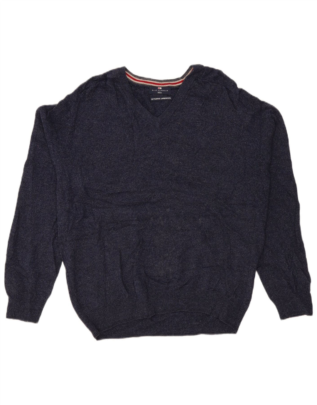Marks & Spencer Mens Blue Harbour V-Neck Jumper Sweater Large Navy Blue