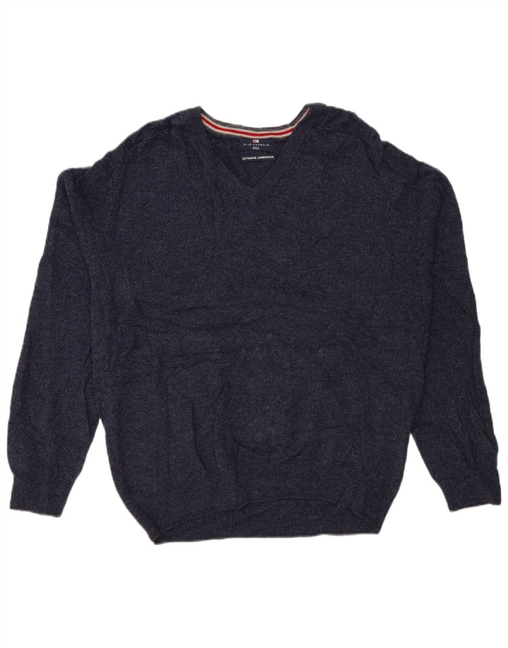 Marks & Spencer Mens Blue Harbour V-Neck Jumper Sweater Large Navy Blue
