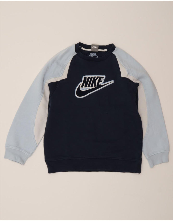 Nike Boys Sweatshirt Jumper 10-11 Years Medium Navy Blue Colourblock
