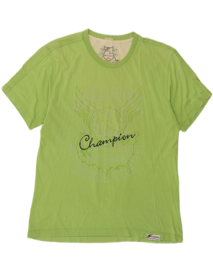 Champion Mens Graphic T-Shirt Top Medium Green