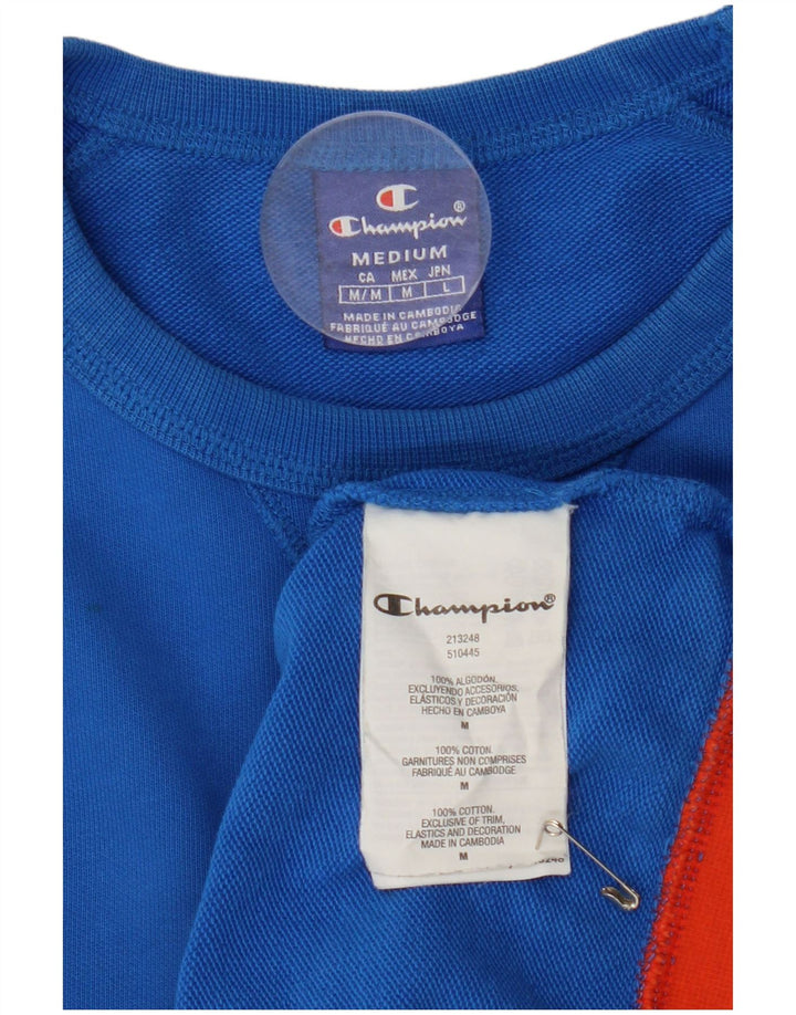 CHAMPION Womens Graphic Sweatshirt Jumper UK 14 Medium Blue Colourblock
