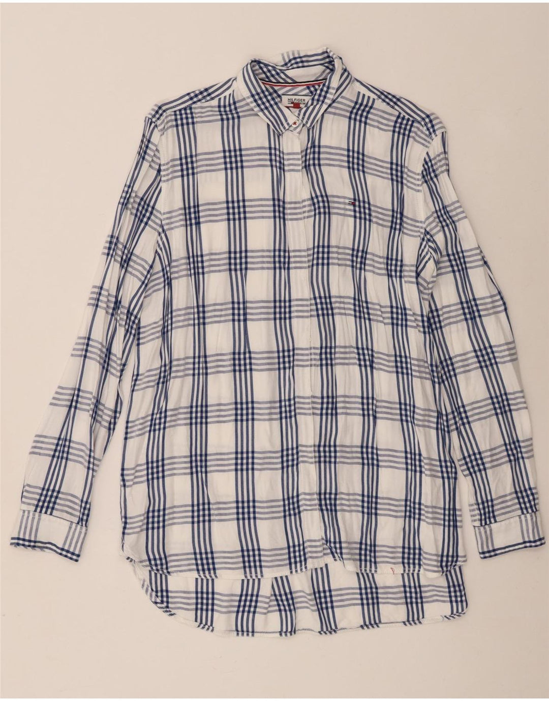 Tommy Hilfiger Womens Oversized Shirt UK 18 XL White Check Viscose