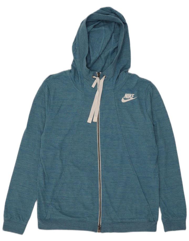 Nike hættetrøje med lynlås til kvinder UK 14 Large Blue Flecked Polyester