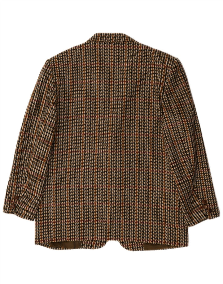 Les Copains Womens 2 Button Blazer Jacket IT 44 Medium Brown Houndstooth