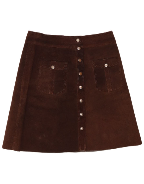 Vintage Womens Suede Skirt W32 Large Brown
