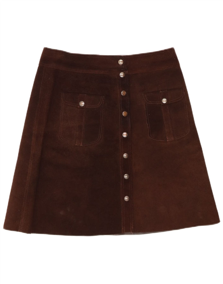 Vintage ruskindsnederdel til kvinder W32 Large Brown