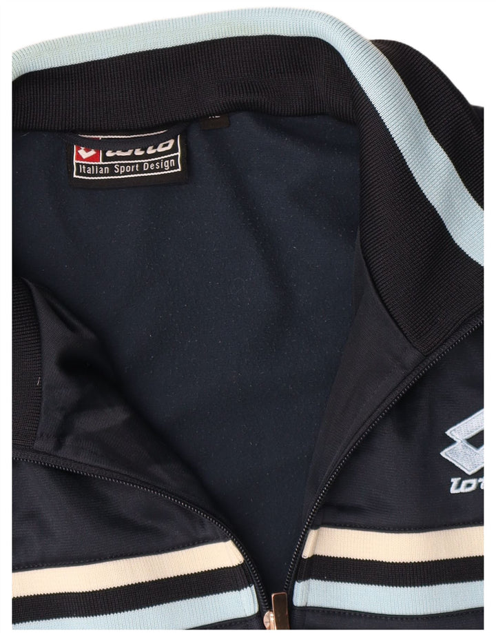 Lotto Womens Tracksuit Top Jacket UK 18 XL Navy Blue Striped Polyester