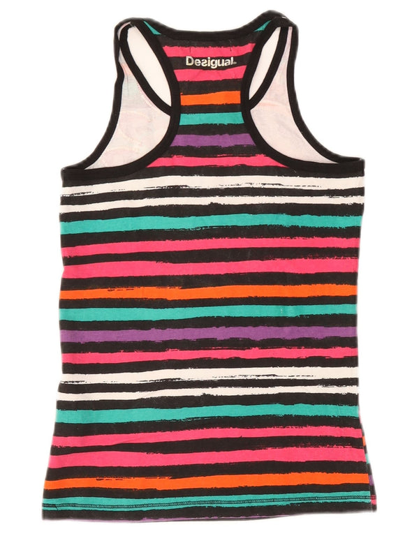 Desigual Girls Graphic Vest Top 11-12 Years Multicoloured Striped Cotton