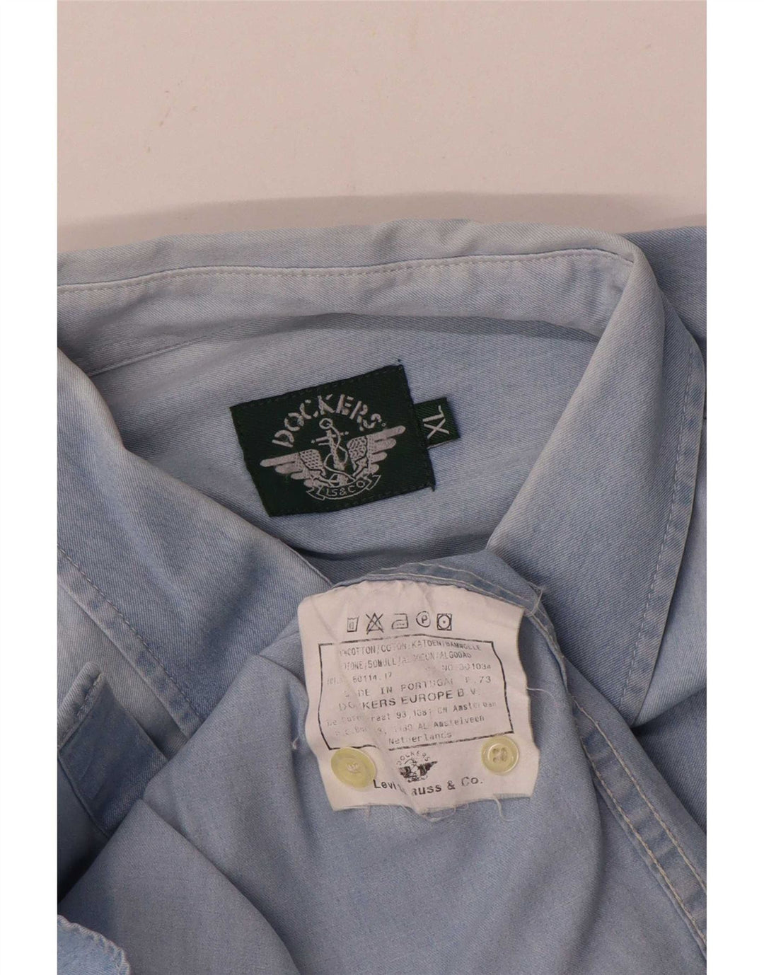 Camisa Dockers Hombre XL Algodón Azul