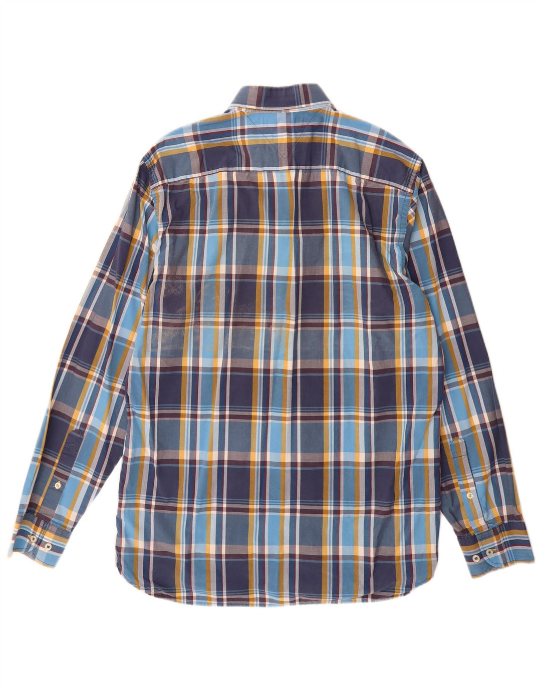 Tommy Hilfiger Mens New York Fit Shirt Medium Blue Check Cotton