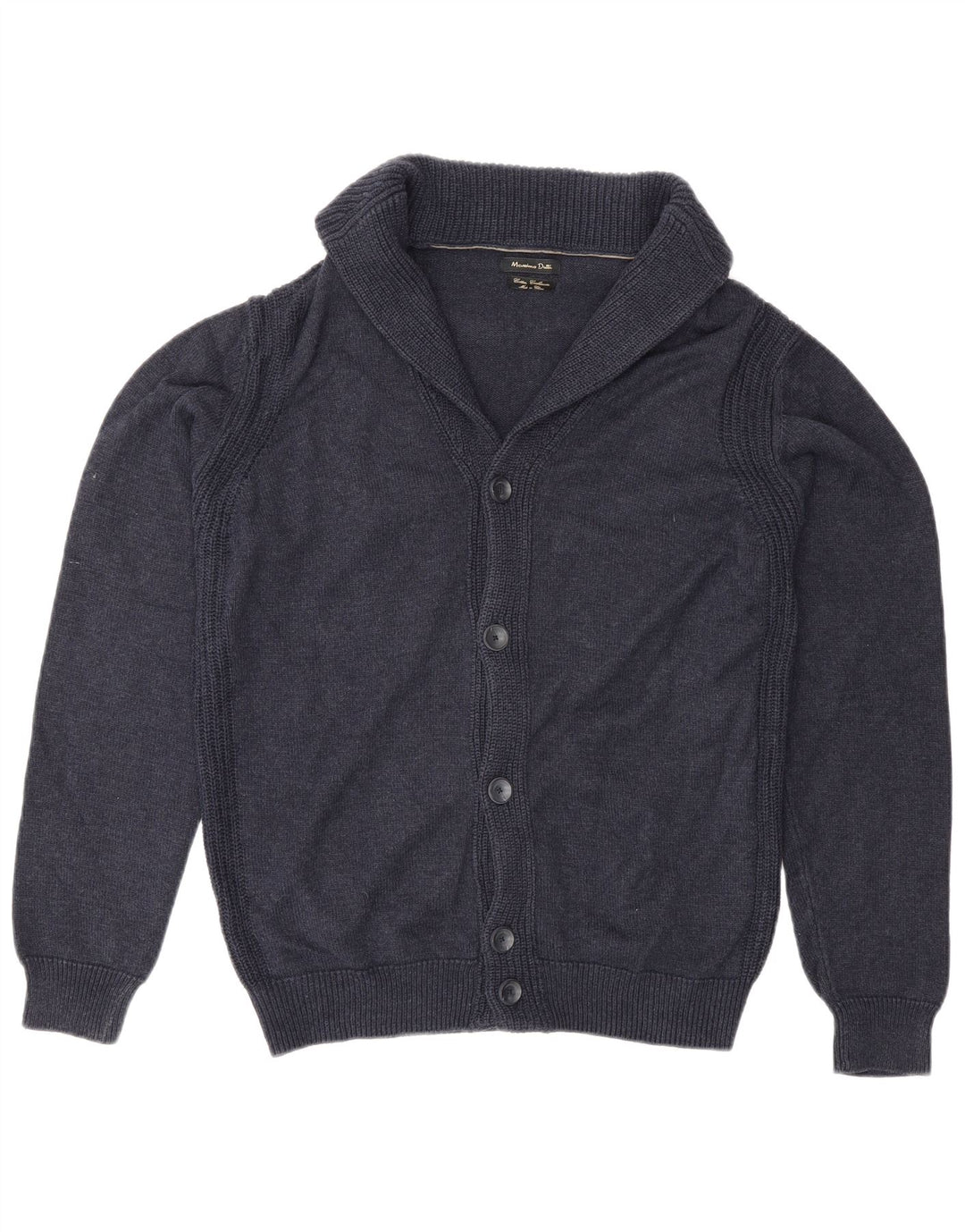 Massimo Dutti Mens Cardigan Sweater Medium Navy Blue Cotton