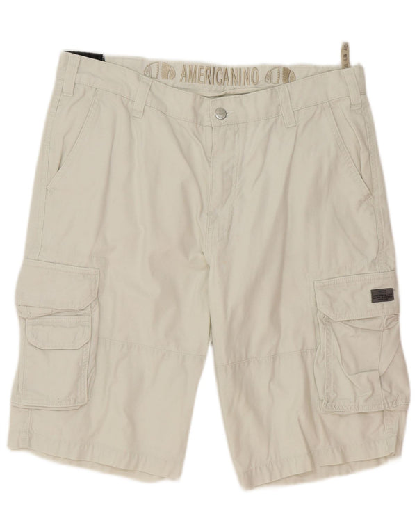 Americanino Herre Cargo Shorts IT 52 XL W34 Off White Bomuld