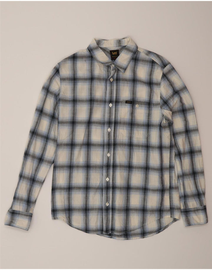 Lee Mens Regular Fit Shirt Medium Blue Check Cotton