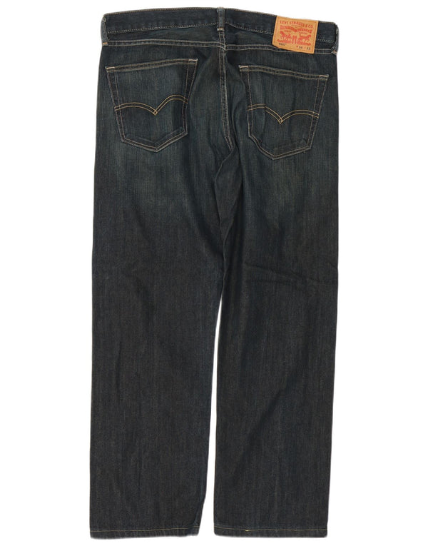Levi's Mens 505 egyenes farmer W34 L28 sötétkék pamut
