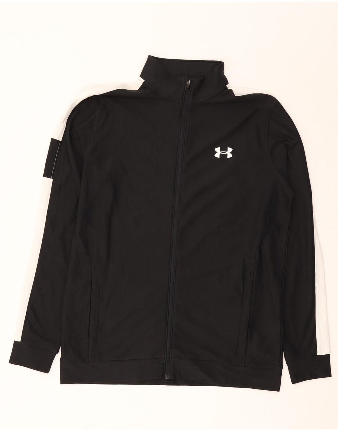 UNDER ARMOUR Mens Fitted Tracksuit Top Jacket Medium Black Colourblock