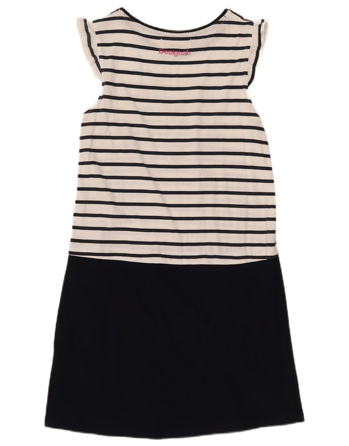Desigual Girls Graphic Basic Dress 13-14 Years White Striped Cotton