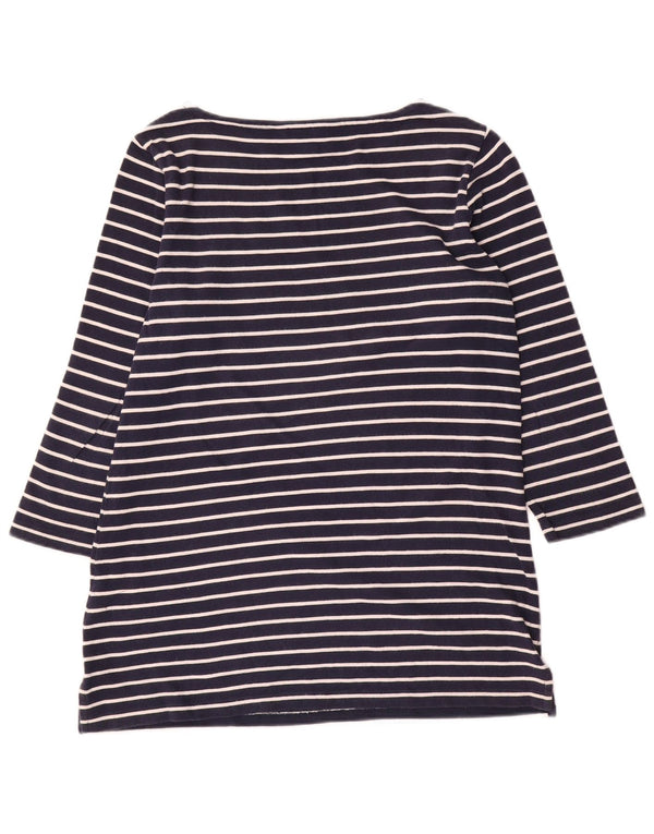 Crew Clothing Haut Femme Manches 3/4 UK 12 Coton Rayé Bleu Marine Moyen