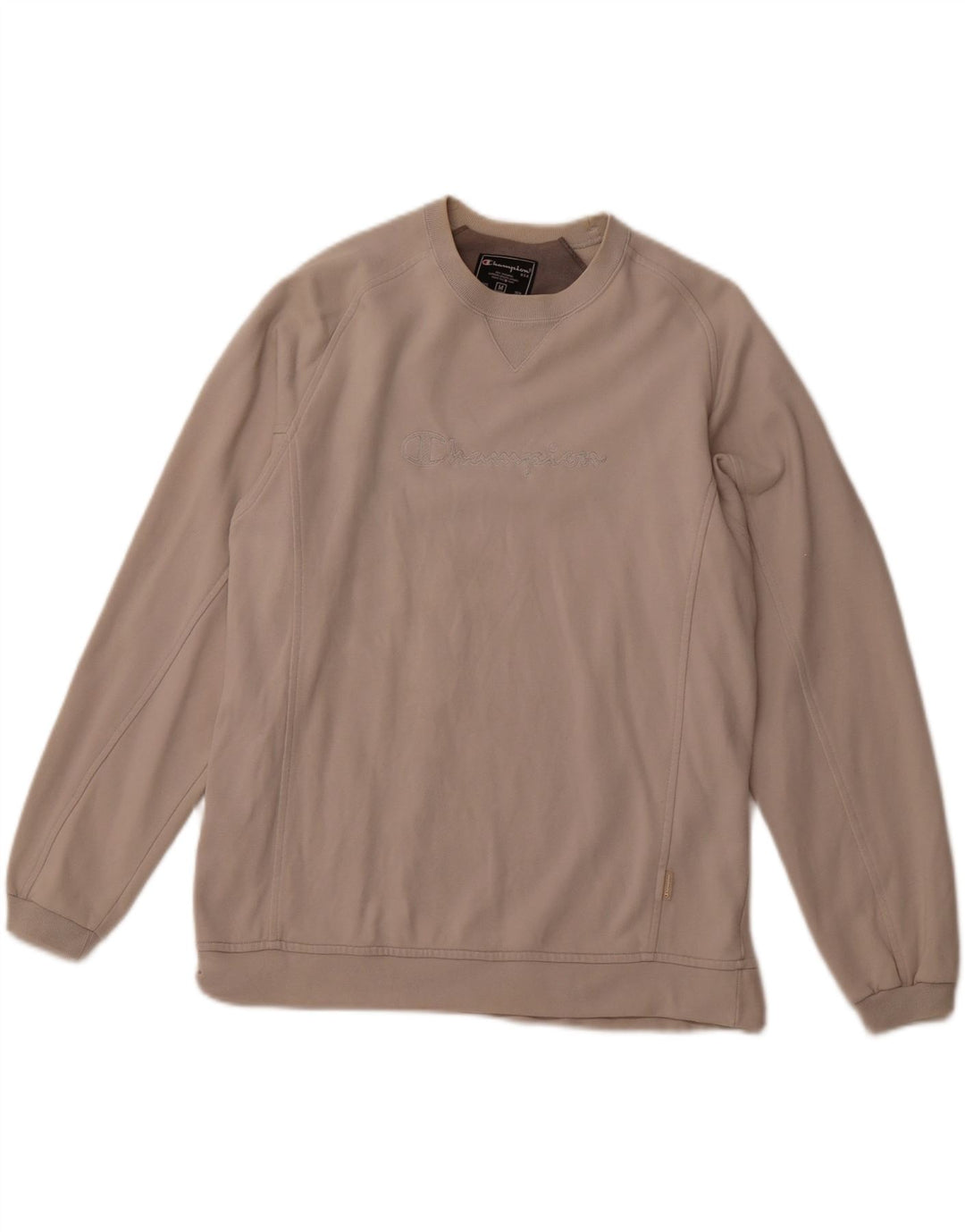 CHAMPION Mens Graphic Sweatshirt Jumper Medium Beige Cotton