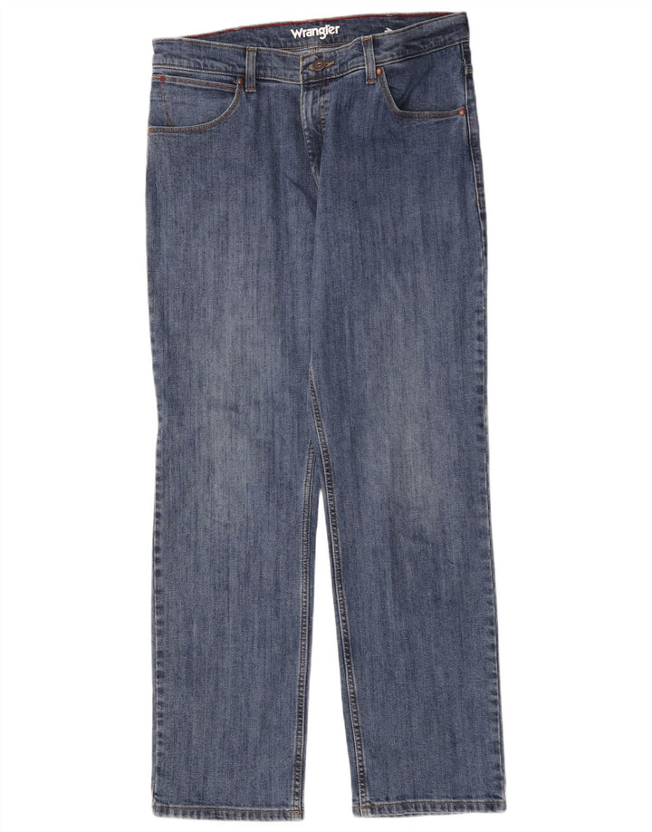 Wrangler Mens Straight Jeans W35 L32 Blue Cotton
