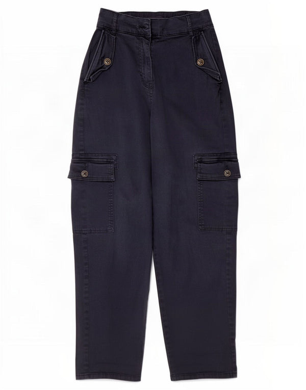 Marks & Spencer Womens Tapered Cargo Trousers UK 6 XS W26 L27 Navy Blue