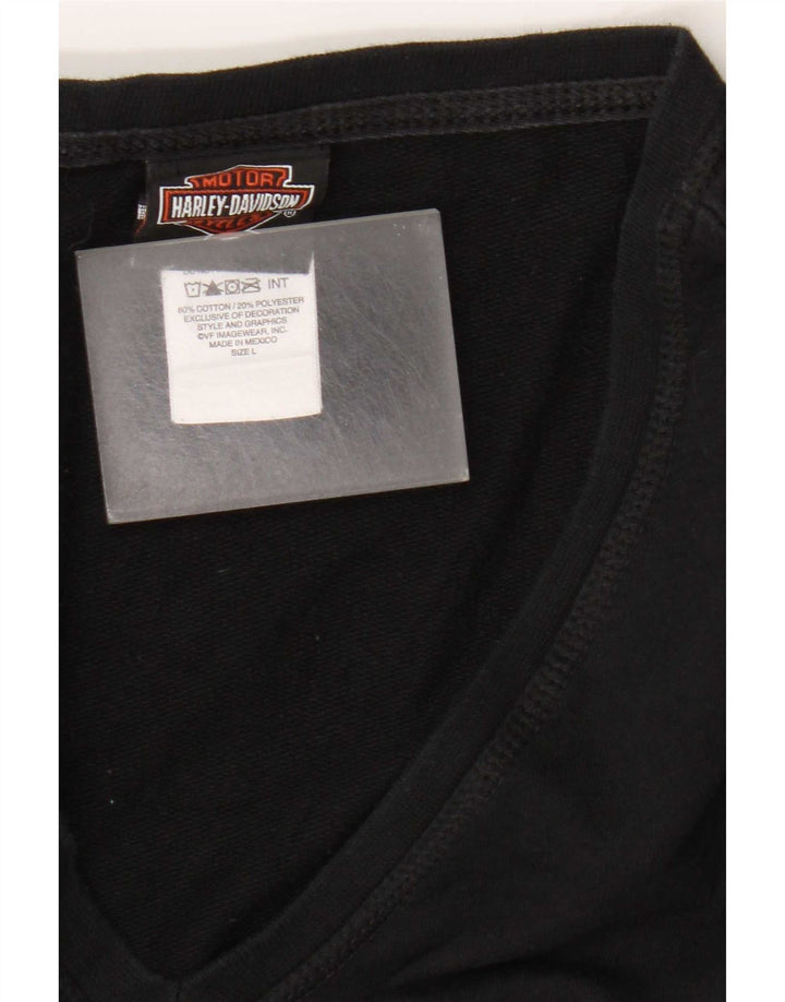 Harley Davidson Womens Graphic Crop Sweatshirt Jumper UK 16 Large Black