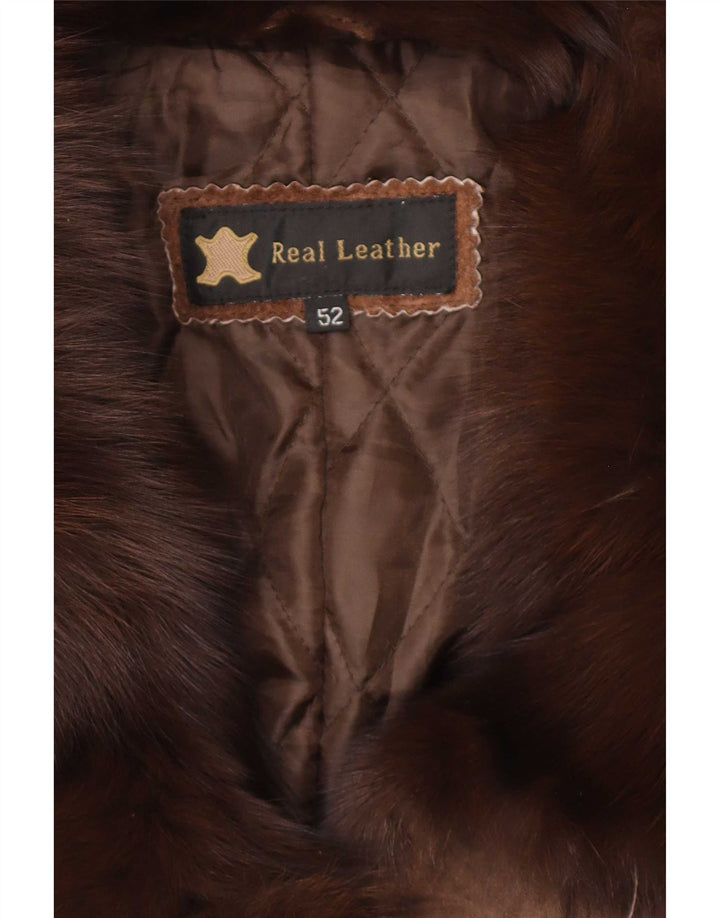 Vintage dame ruskindsjakke IT 52 2XL brunt læder