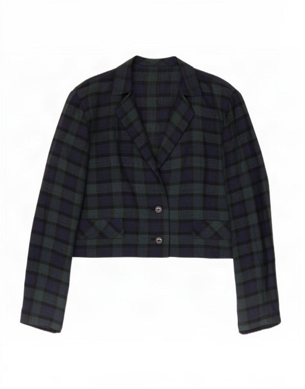 vintage Femme 2 Bouton Blazer Veste UK 14 Moyen Vert Check