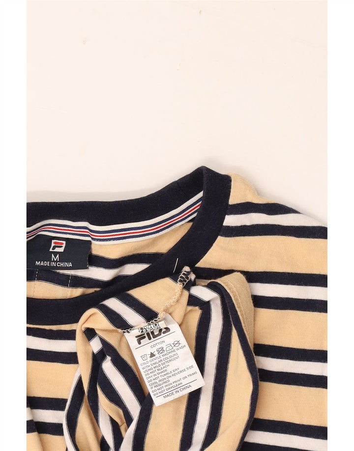 Fila Mens Graphic T-Shirt Top Medium Yellow Striped Cotton