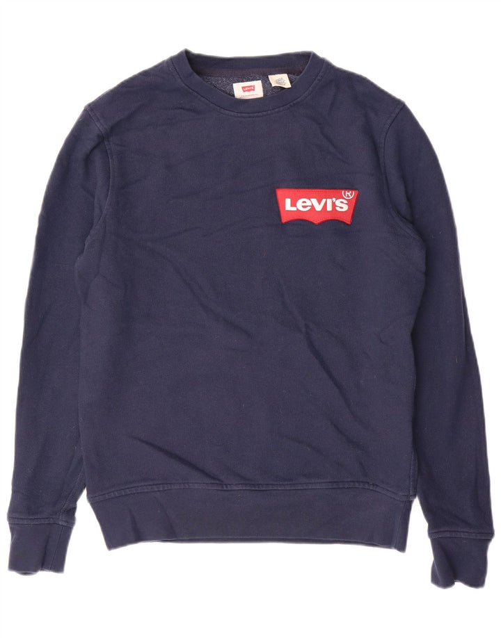LEVI'S Mens Graphic Sweatshirt Jumper Small Navy Blue Cotton