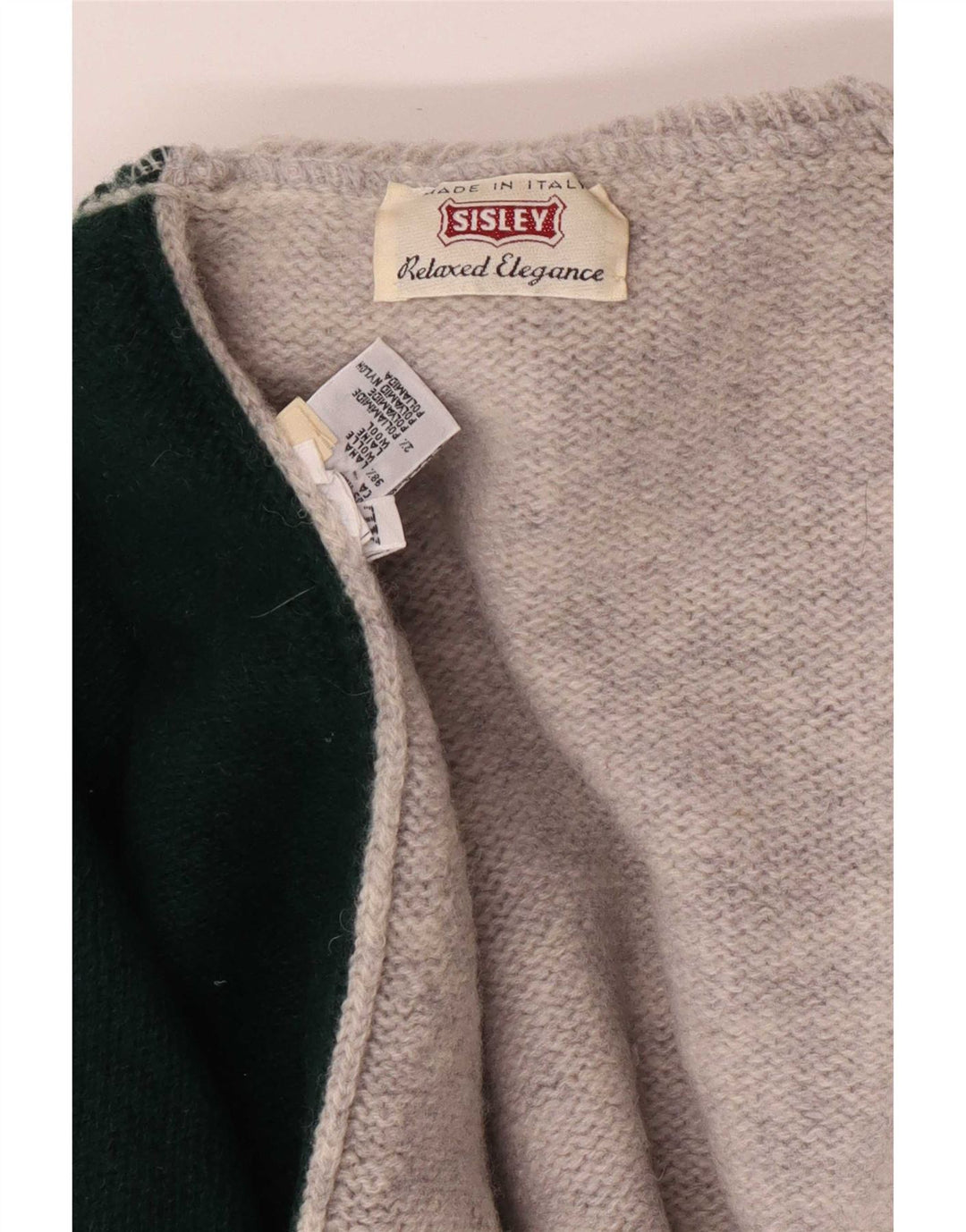 Sisley Mens Graphic Roll Neck Jumper Sweater XL Grey Colourblock Wool