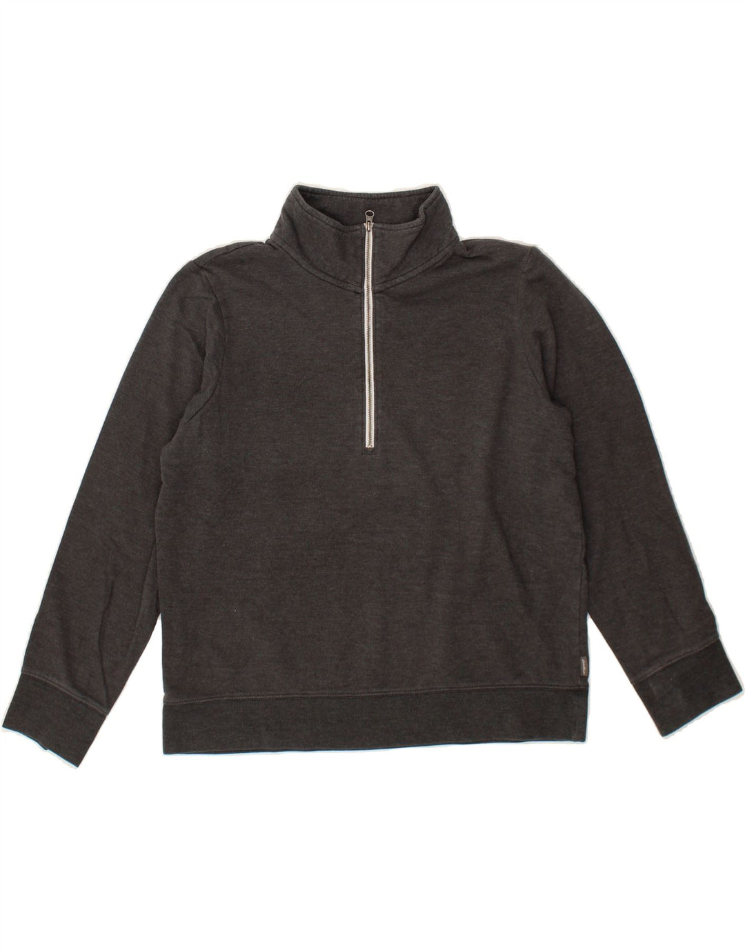 EDDIE BAUER Womens Zip Neck Sweatshirt Jumper UK 14 Medium Grey Cotton Vintage Eddie Bauer and Second-Hand Eddie Bauer from Messina Hembry 