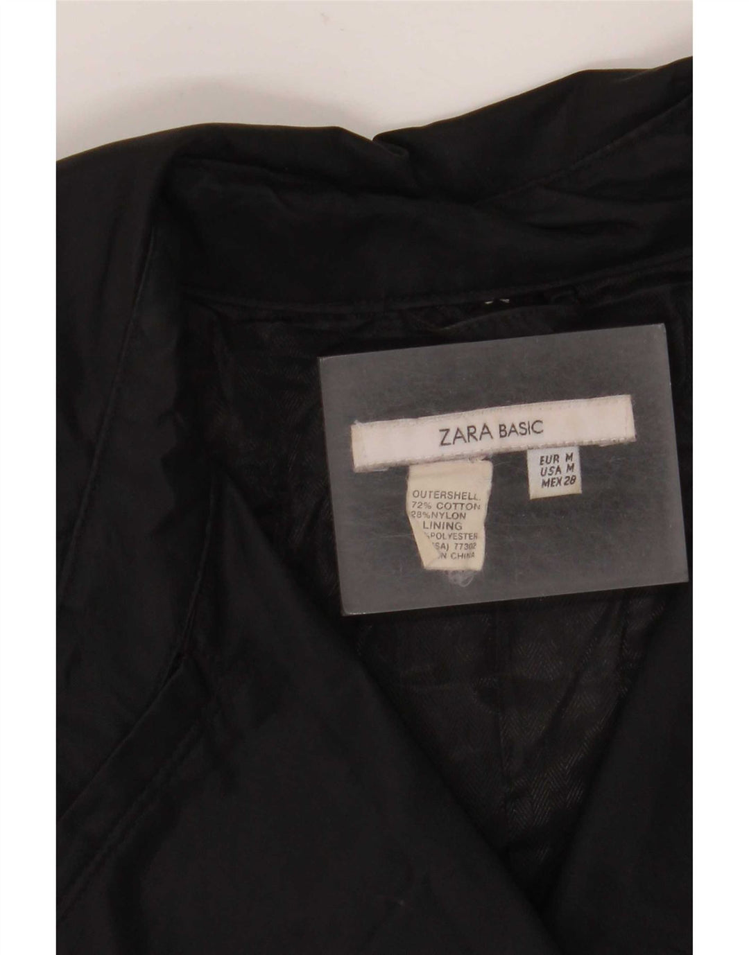 Zara Womens Trench Coat UK 12 Moyen Noir Coton